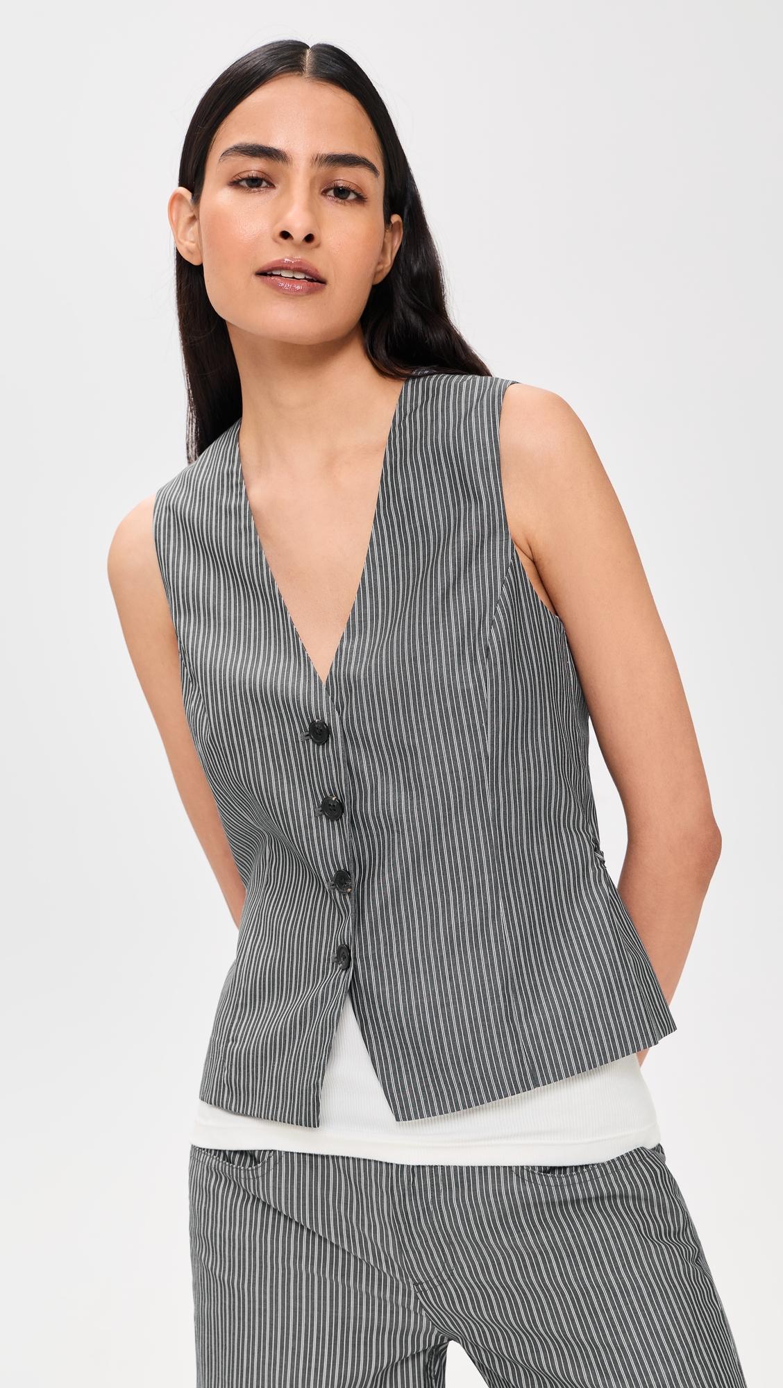 paulette stripe poplin vest