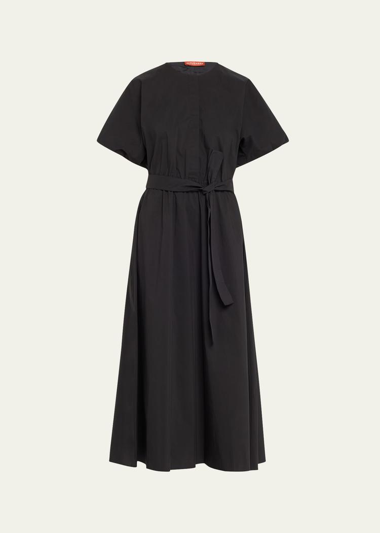 paulina poplin self-tie shirtdress