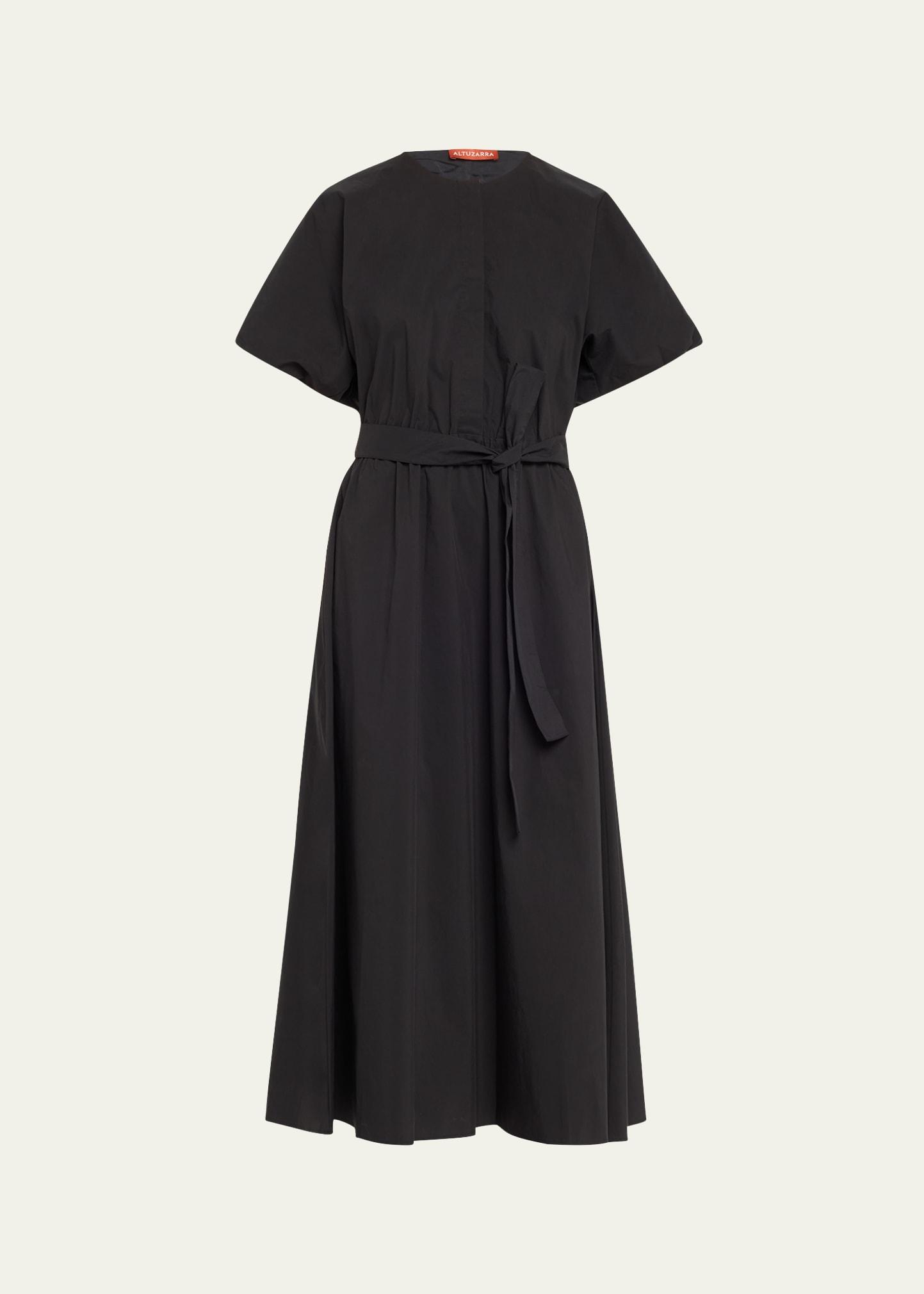 paulina poplin self-tie shirtdress
