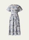 paulina printed poplin self-tie dress