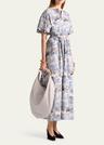 paulina printed poplin self-tie dress