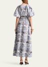 paulina printed poplin self-tie dress