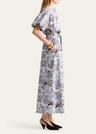 paulina printed poplin self-tie dress