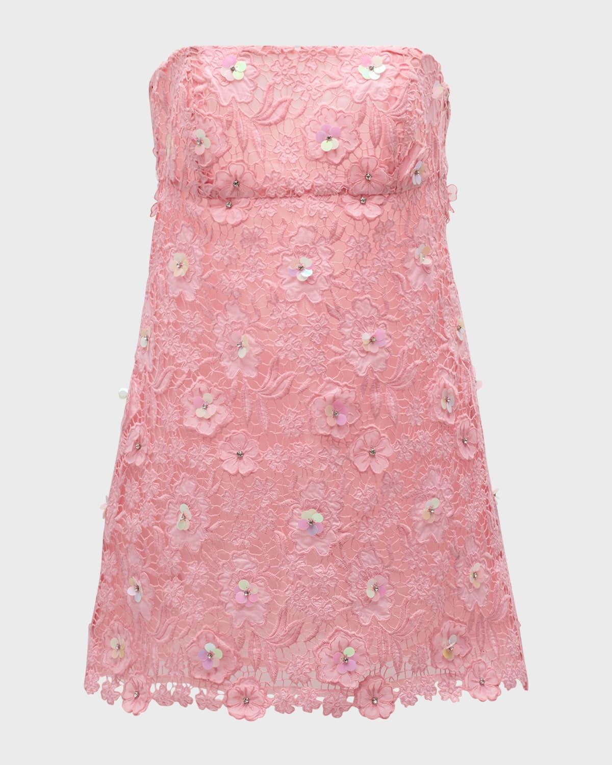 paulinette iridescent sequin strapless mini dress