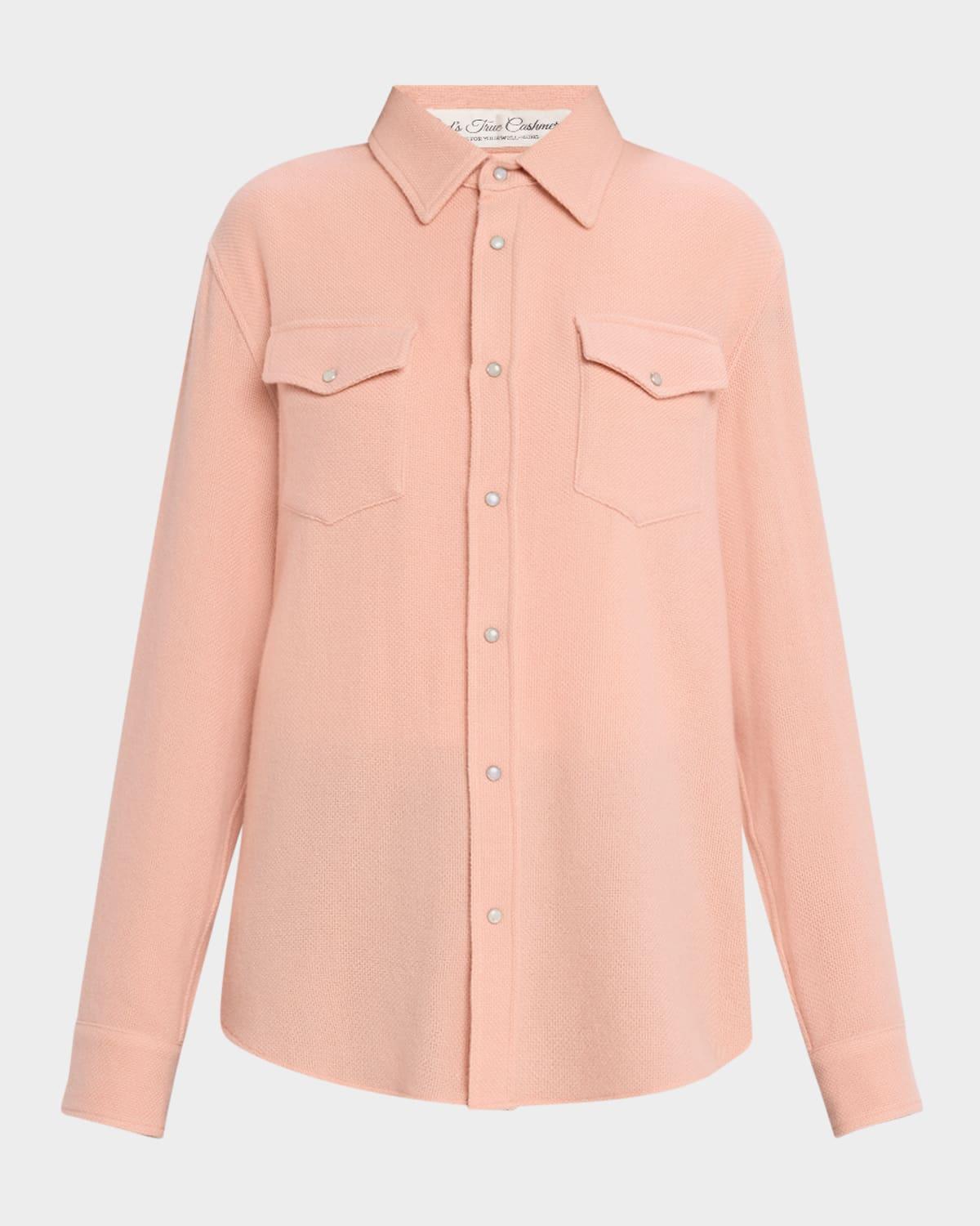 peach blush cashmere button-down shirt