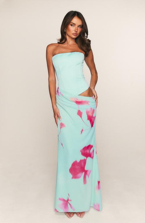 peach fizz strapless maxi dress amalfi muse