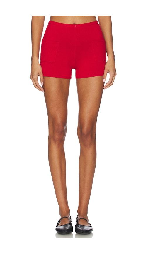 peachy den marie knit short in red.
