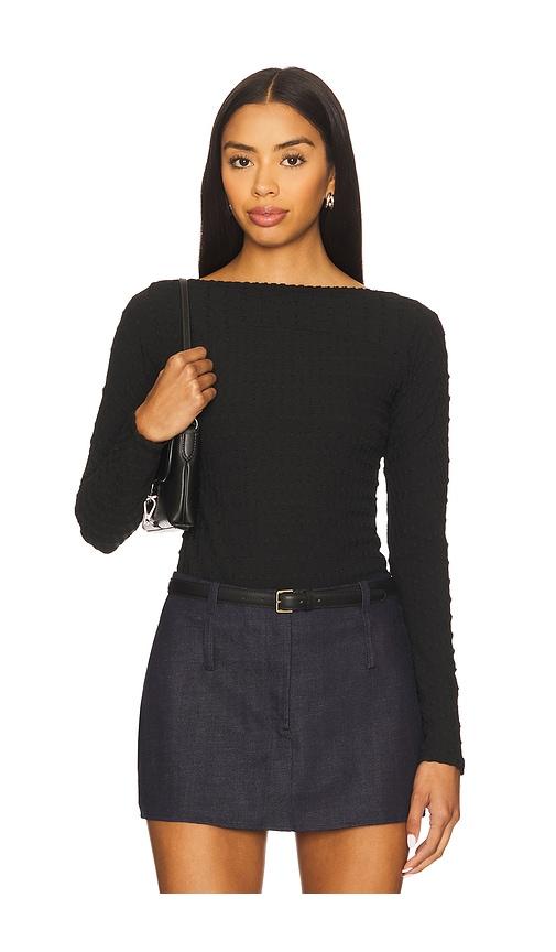 peachy den the cindy longsleeve top in black.