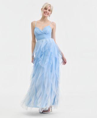 pear culture juniors ombre spiral ruffled gown
