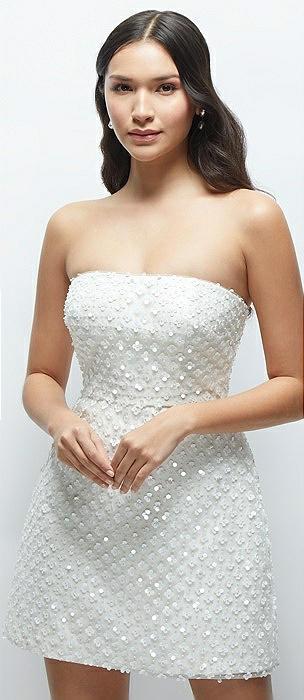 pearl & sequin floret strapless mini dress