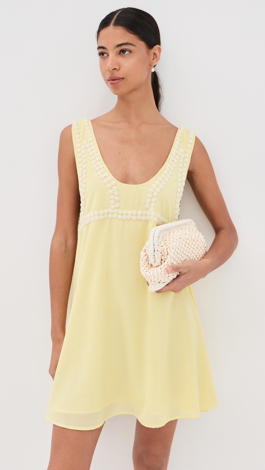 pearl beaded bra mini swing dress