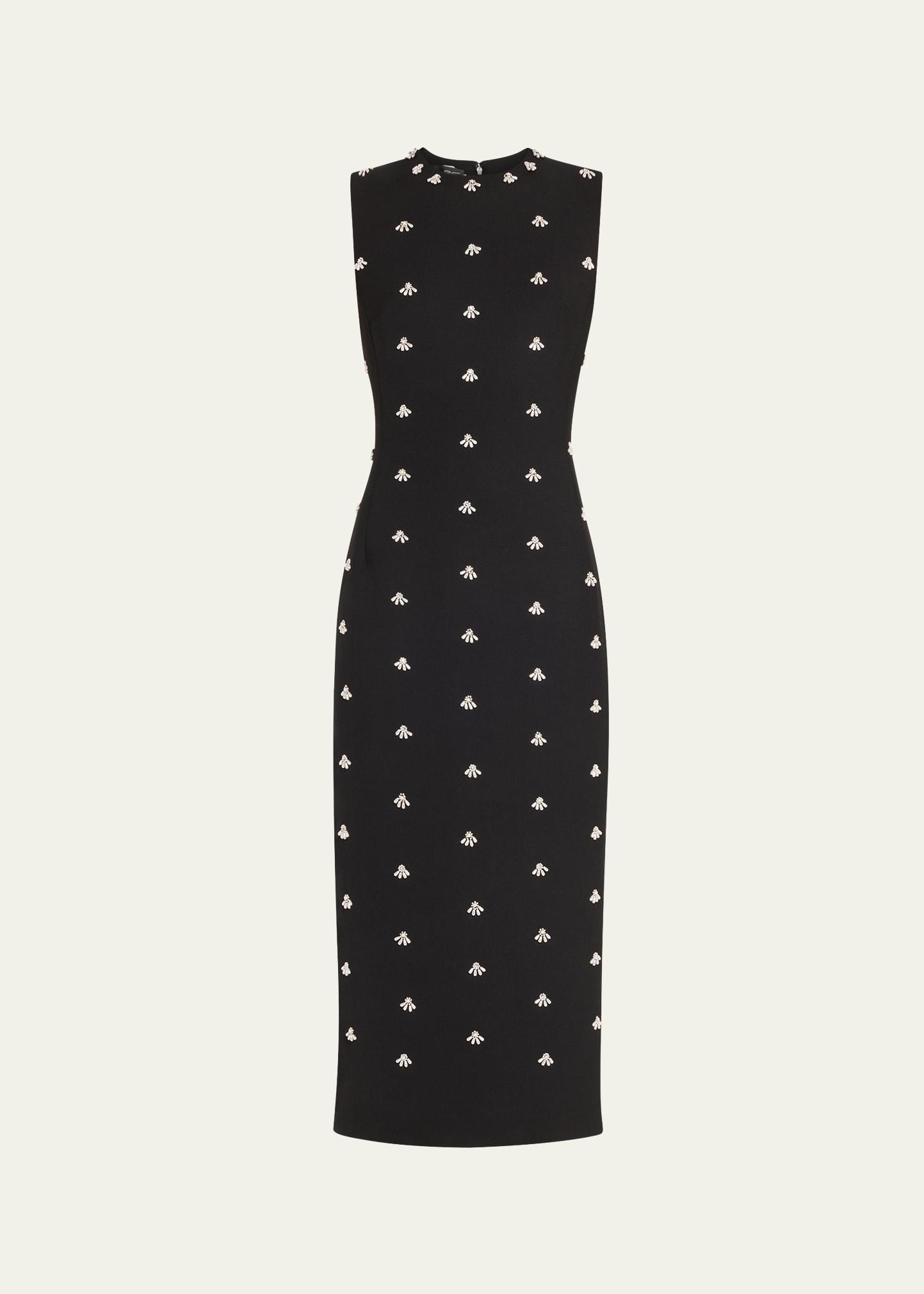 pearl cabochon wool midi cocktail dress