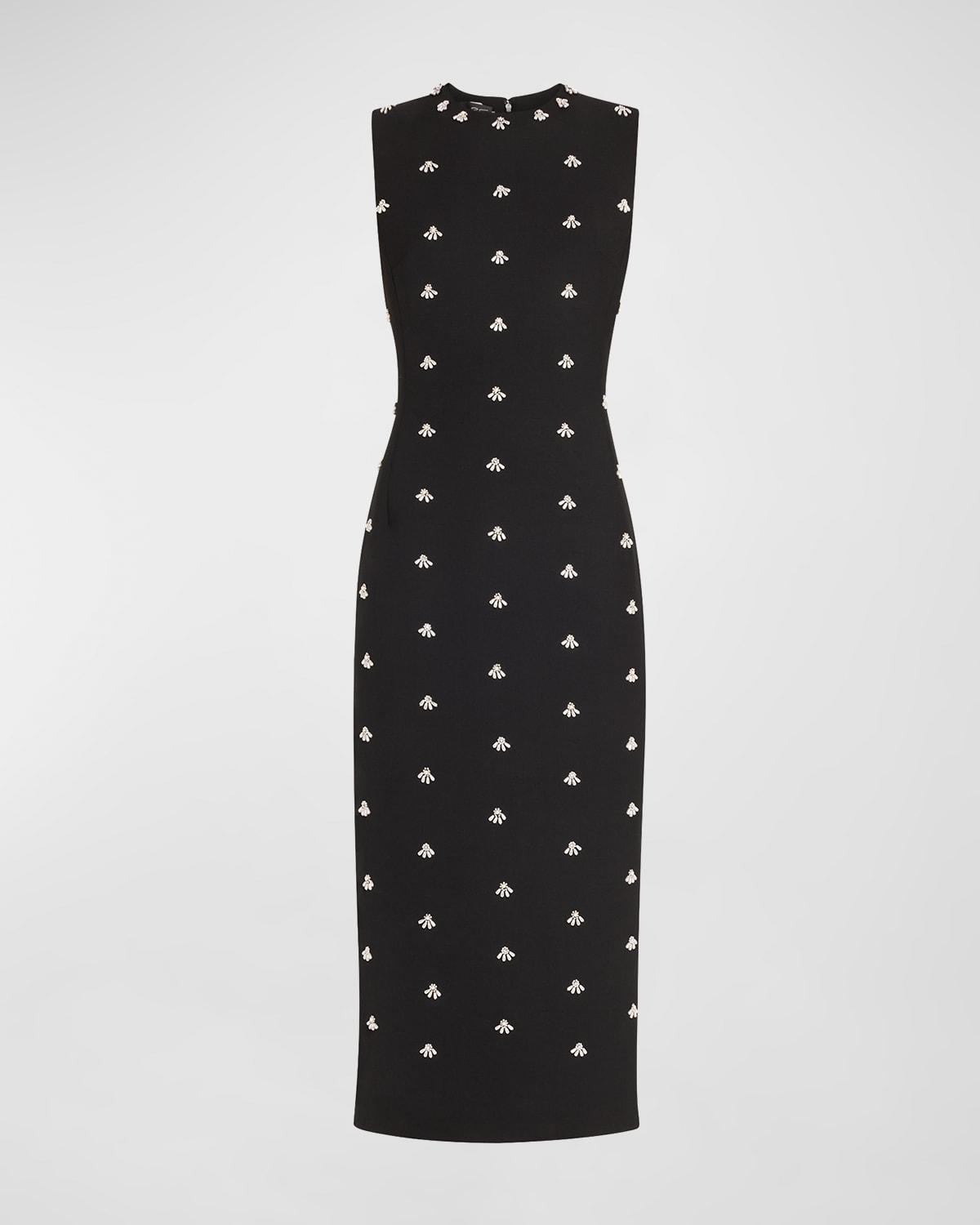 pearl cabochon wool midi cocktail dress