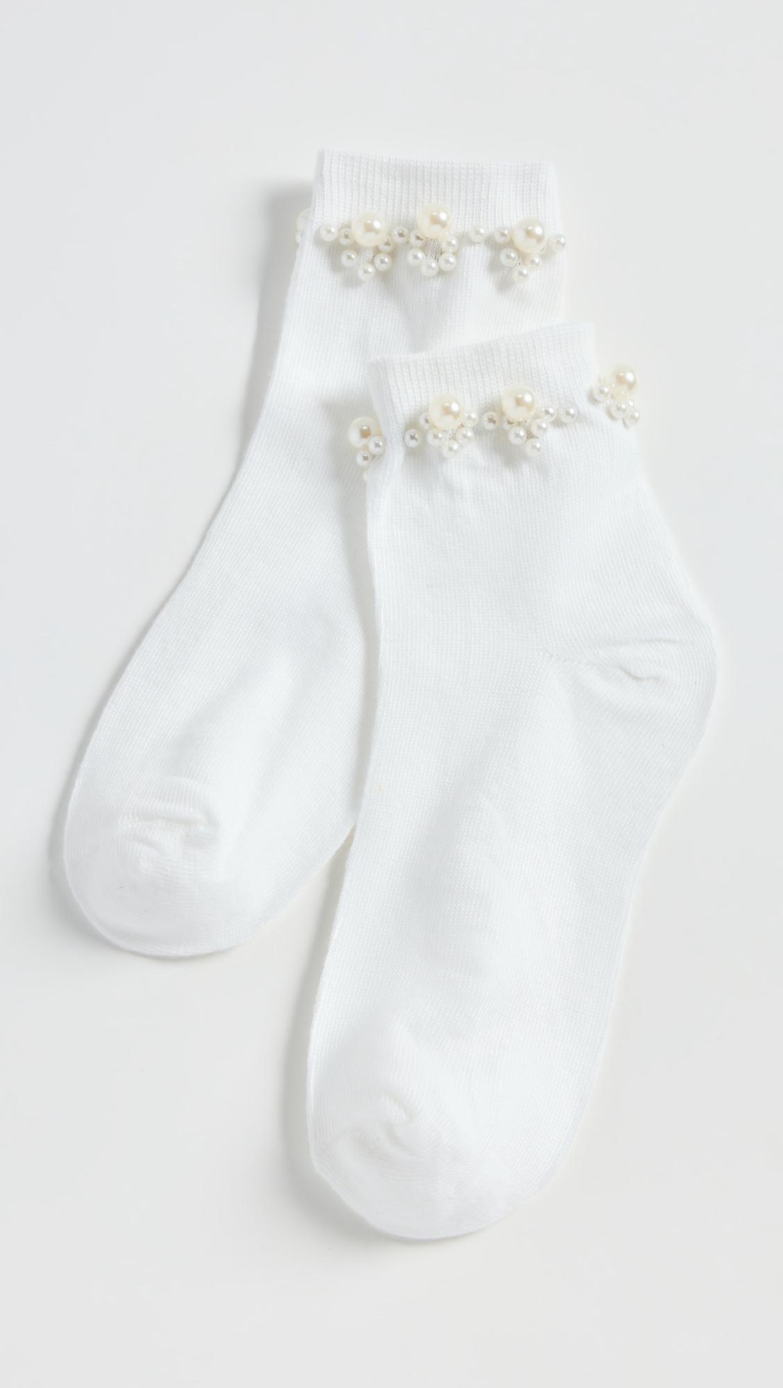 pearl embellished crew socks