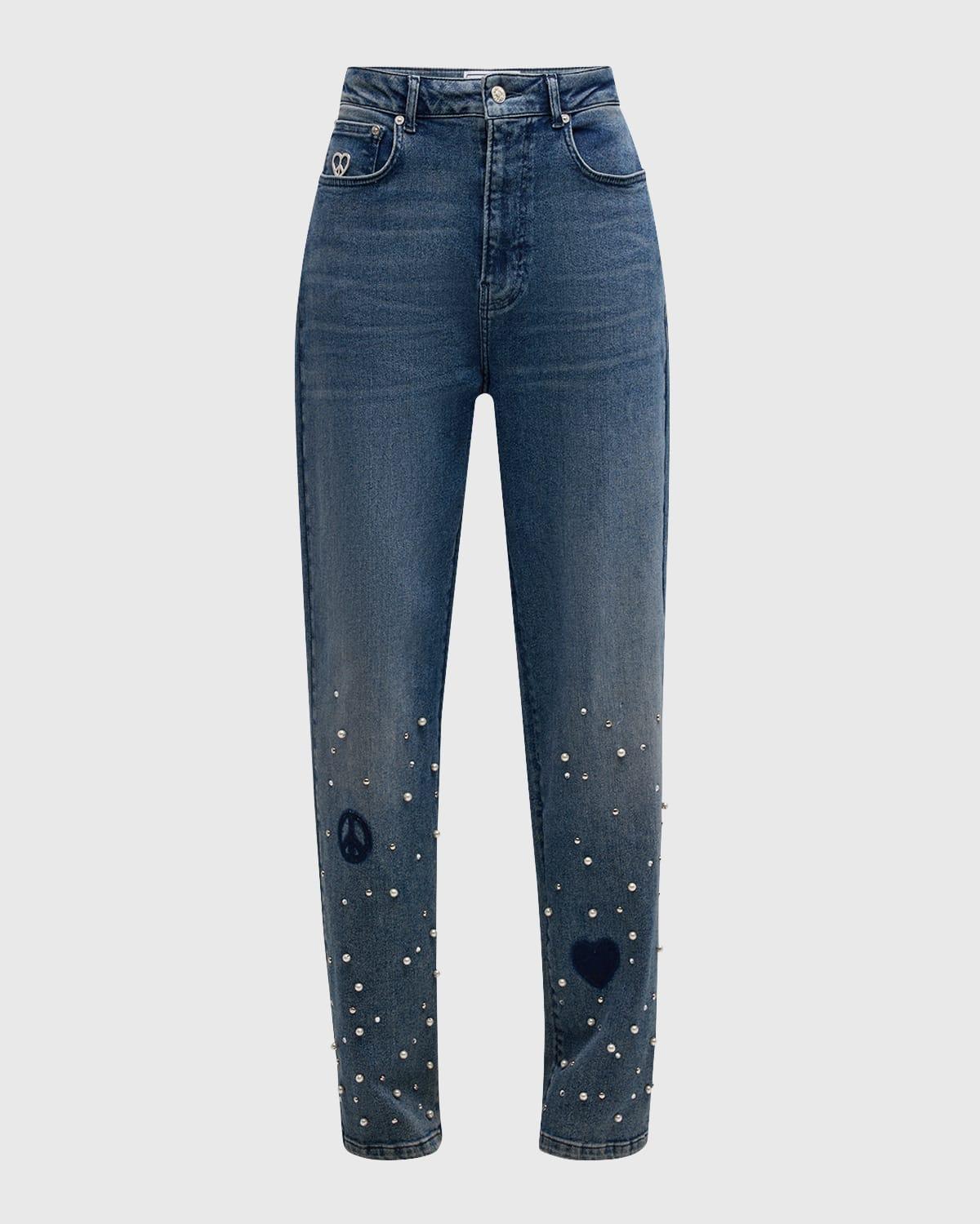 pearl-embellished jeans