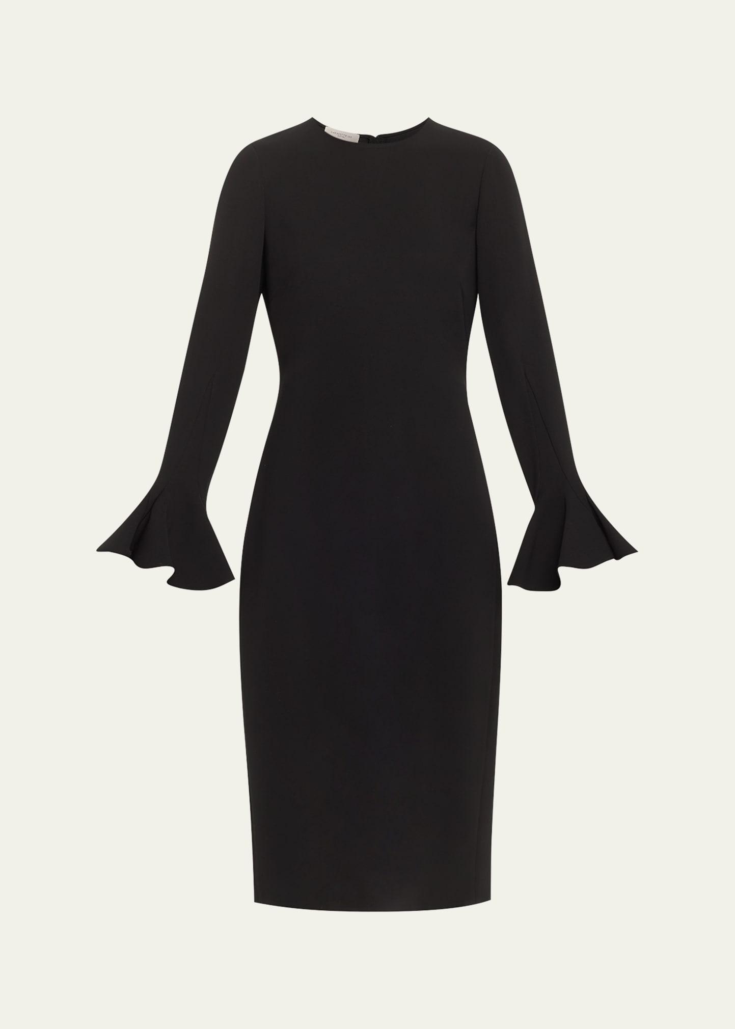 pearl-embellished midi sheath dress
