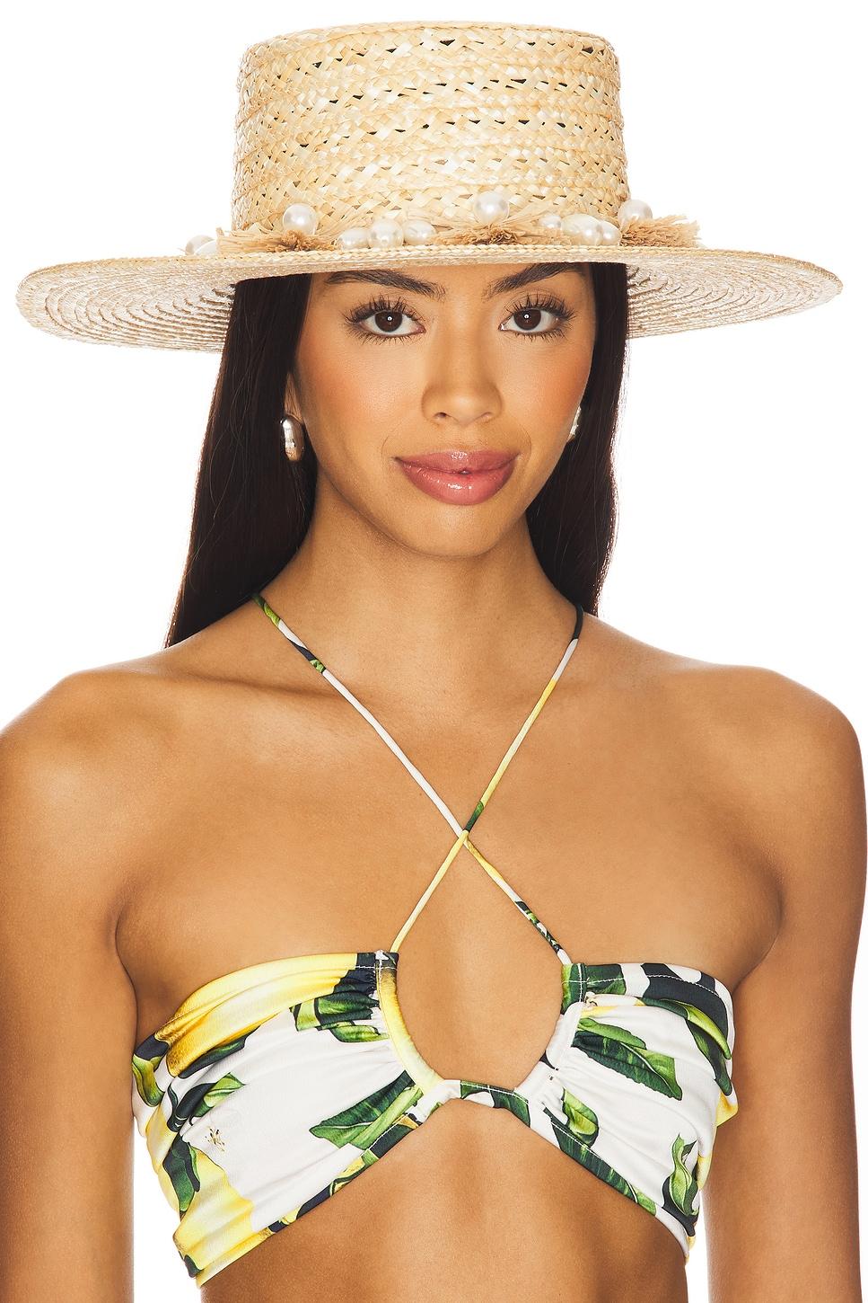 pearl poms straw hat