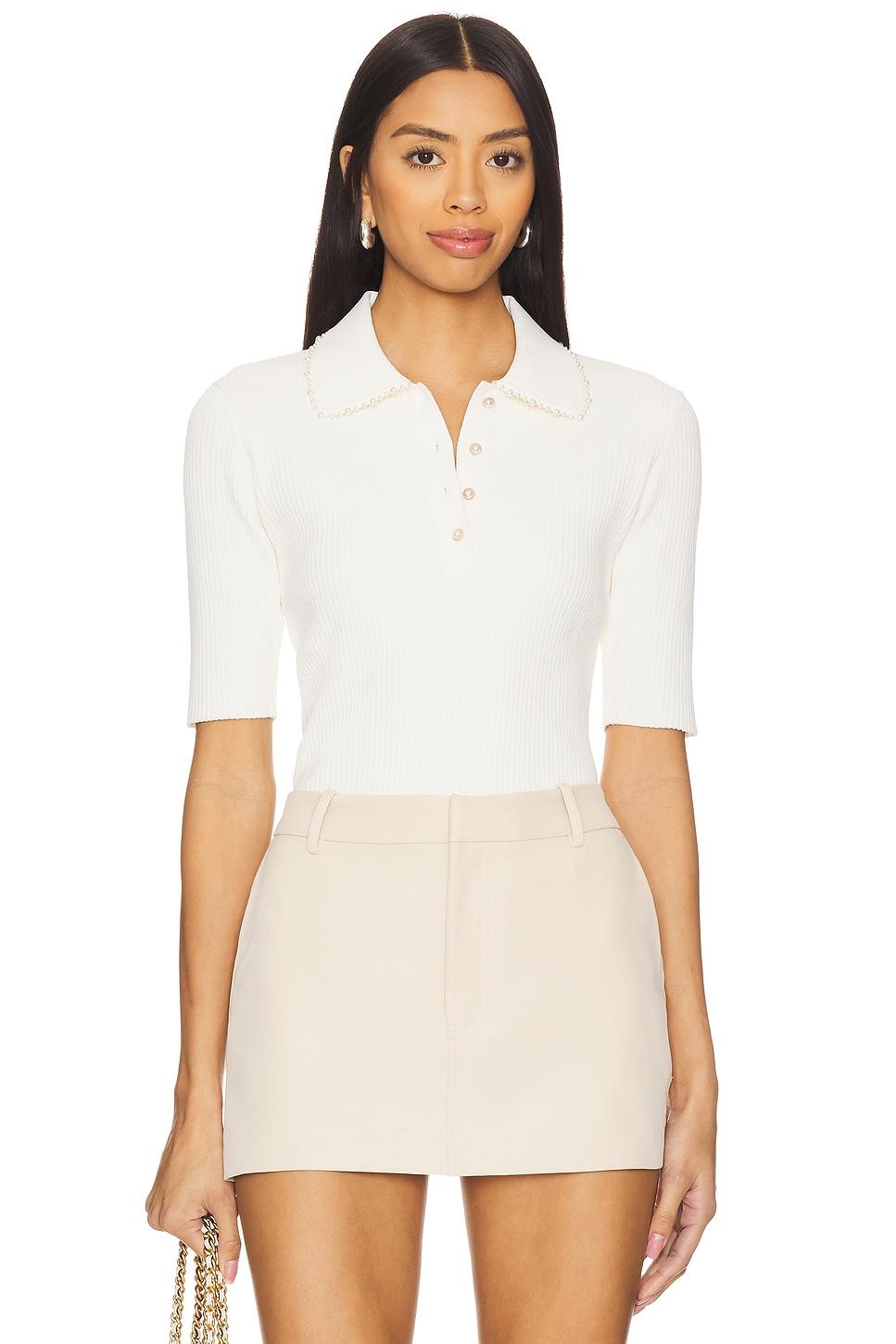 pearl trimmed polo top
