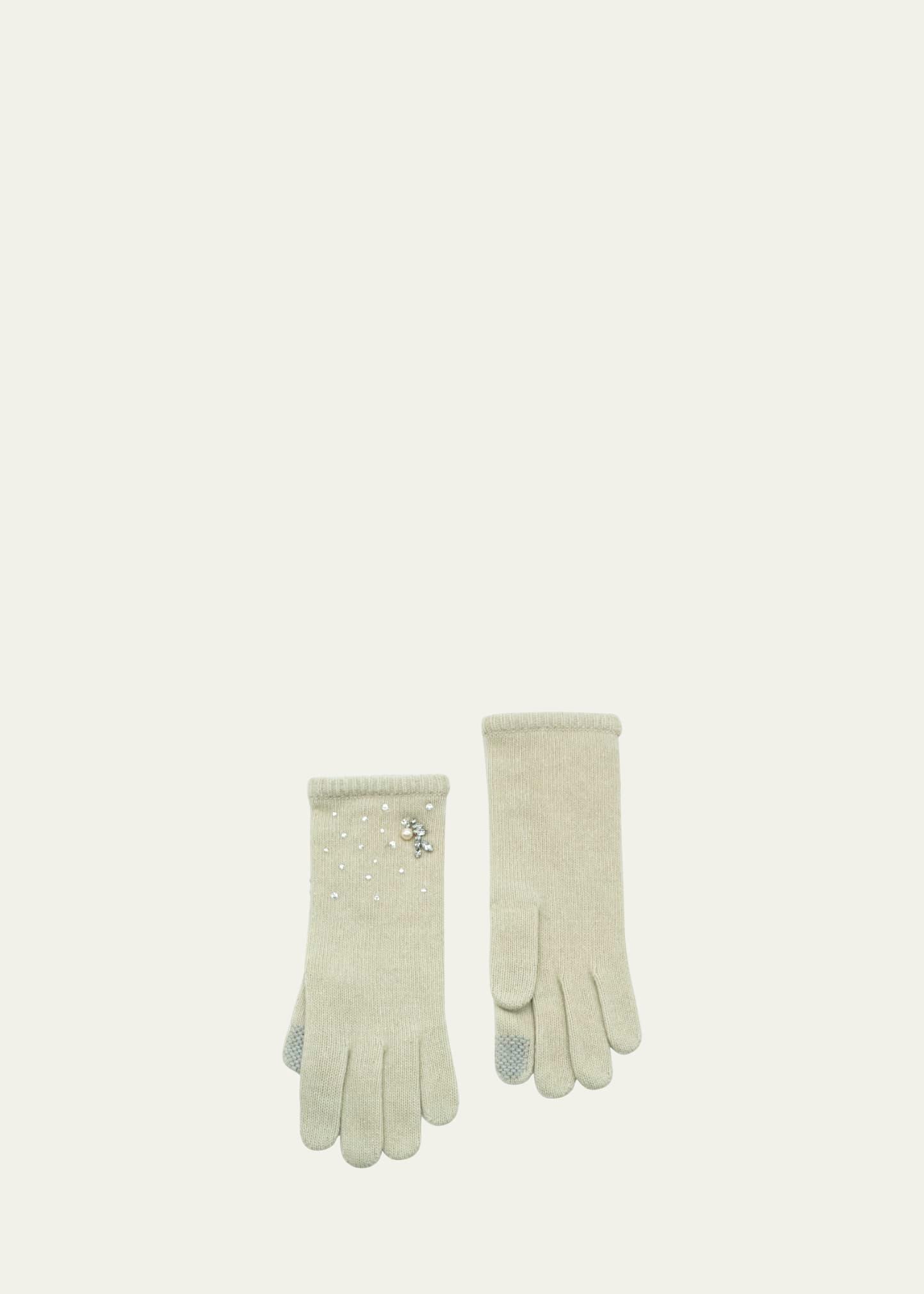 pearly embellished cashmere gloves