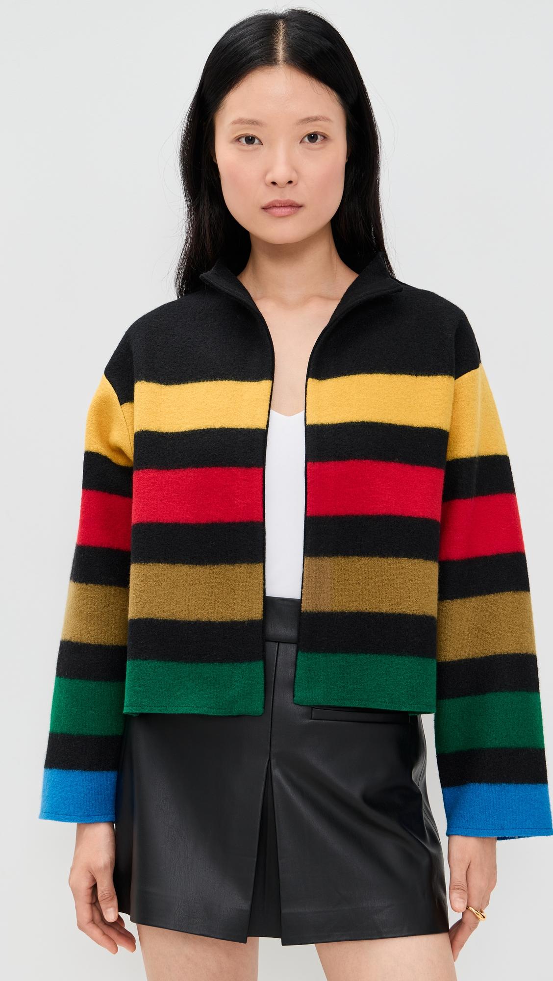 pearson collared striped sweater jacket