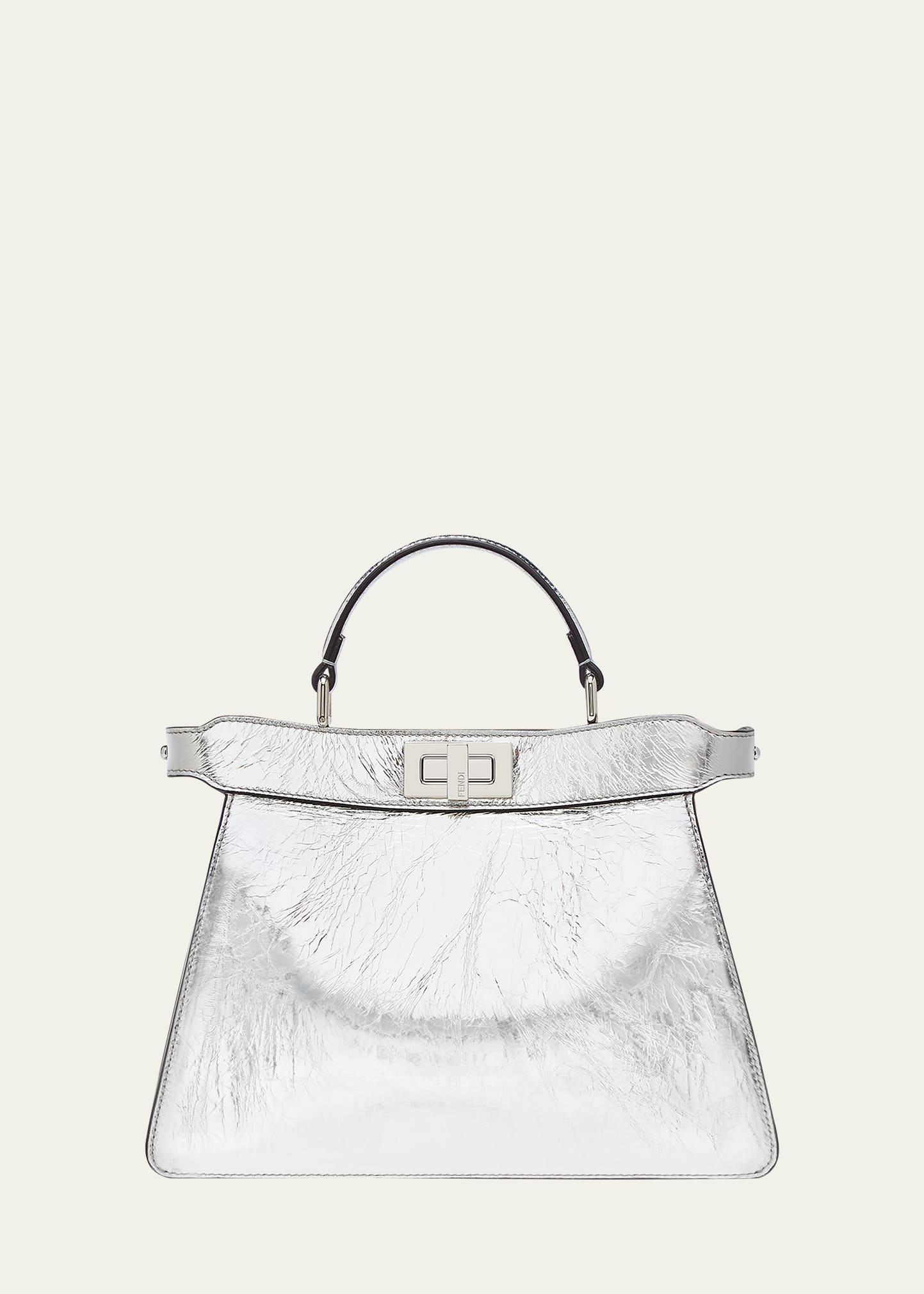 peekaboo small laminated top-handle bag