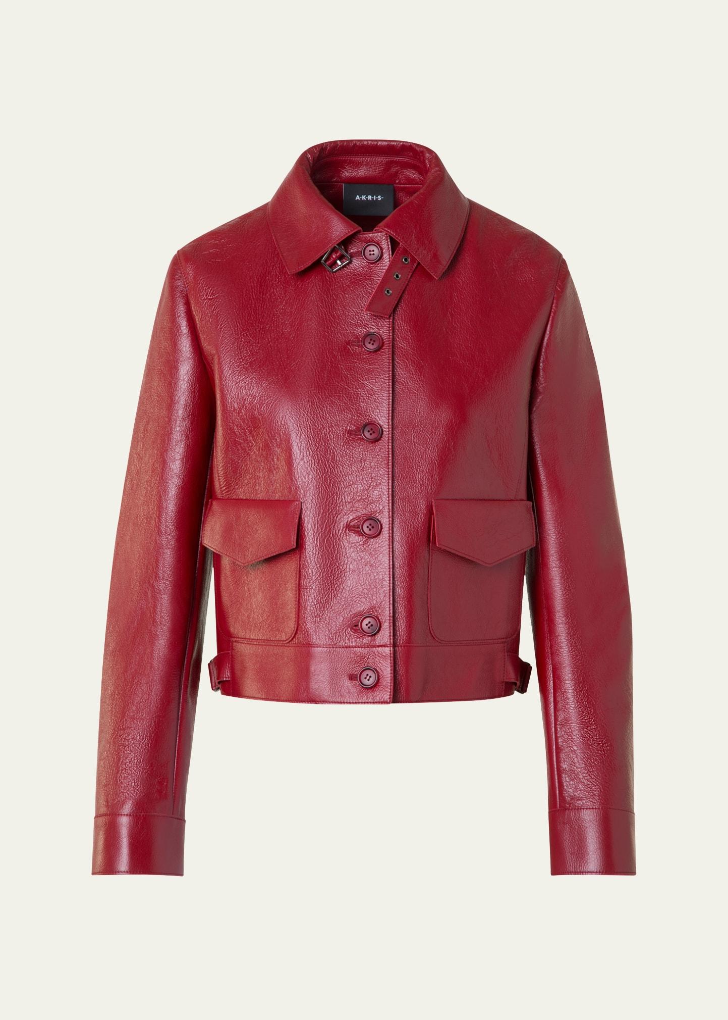 peer lacquered leather short jacket