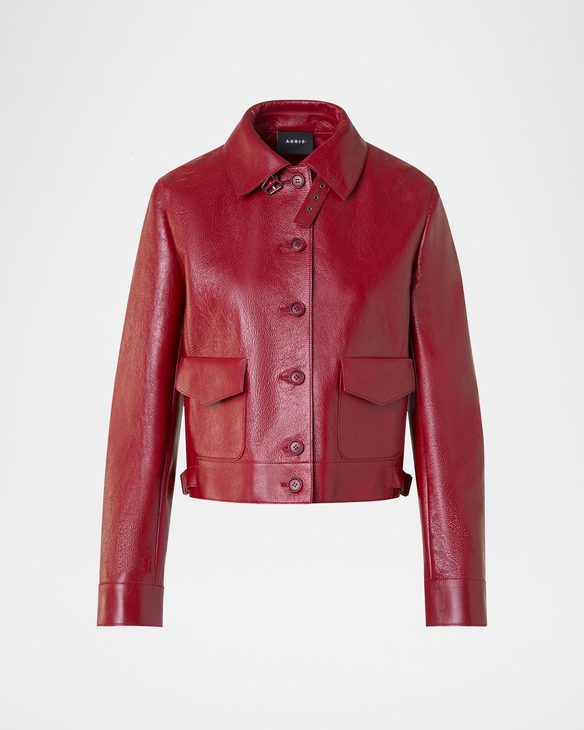 peer lacquered leather short jacket