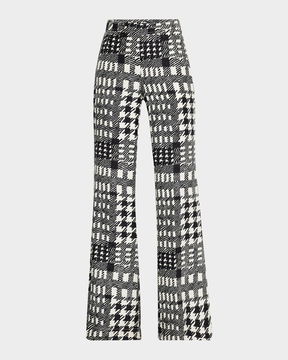 peggys houndstooth flared trumpet pants