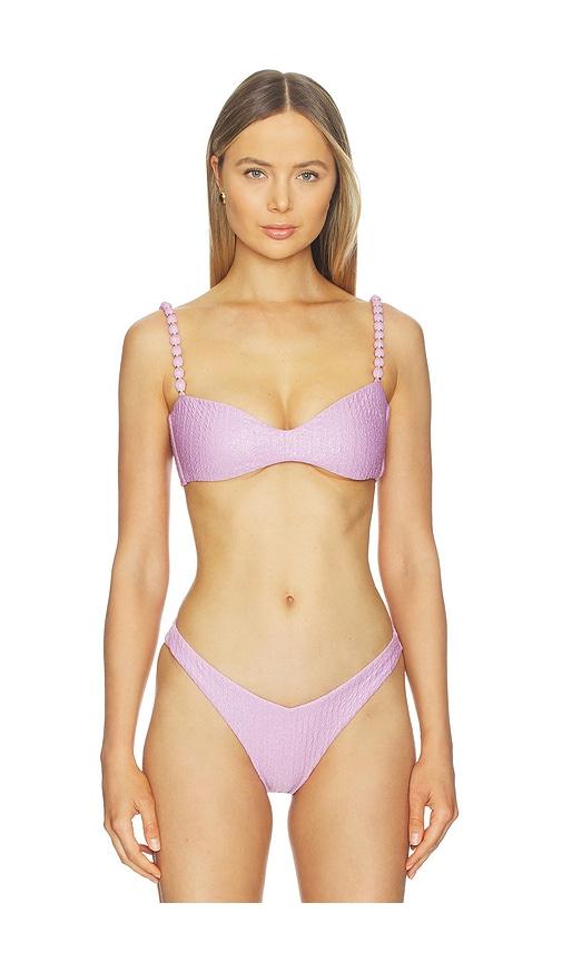 peixoto asher bikini top in lavender.