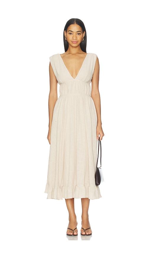 peixoto ava midi dress in beige.