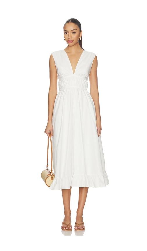 peixoto ava midi dress in white.