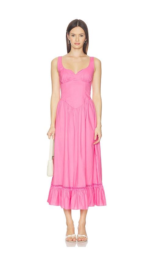 peixoto liam midi dress in pink.