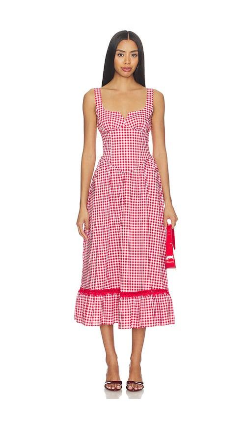 peixoto liam midi dress in red.