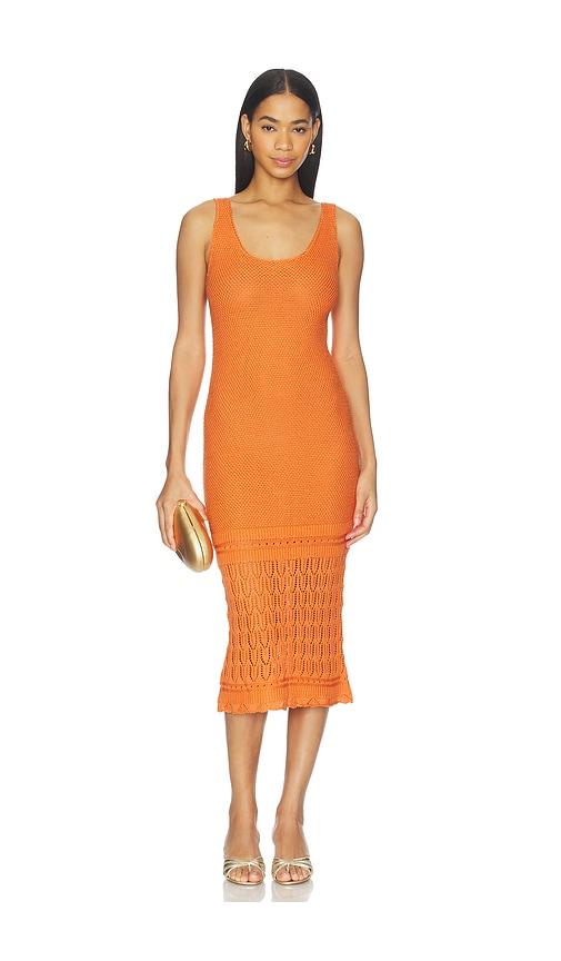 peixoto liv knit midi dress in orange.