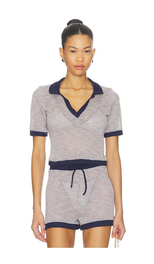 peixoto mila cropped top in navy.