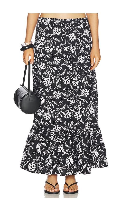 peixoto riley maxi skirt in black,white.