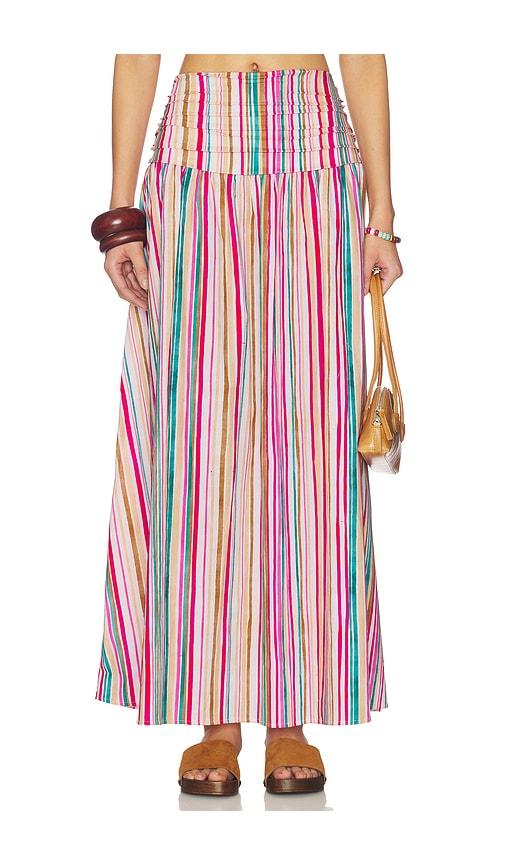 peixoto rowan midi skirt in pink,tan.