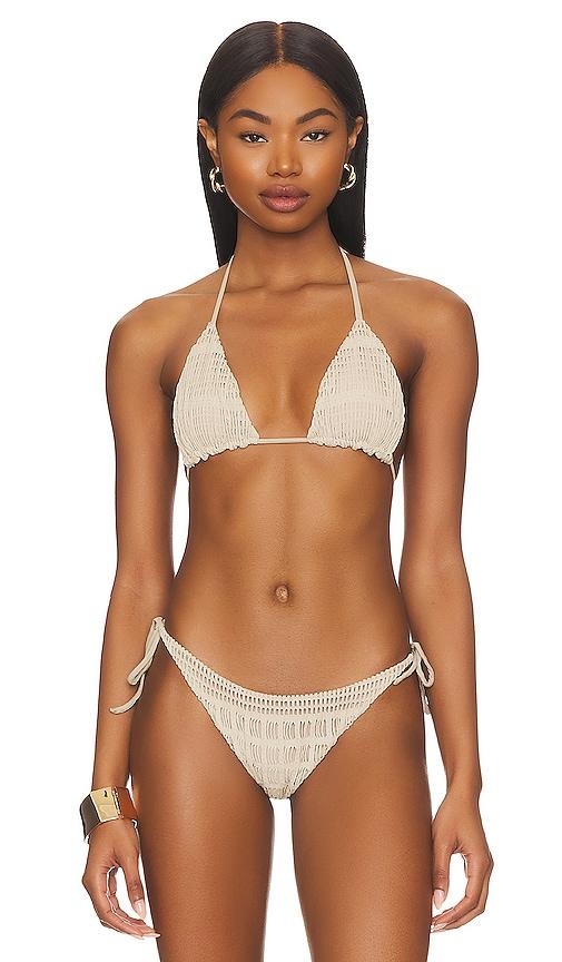 peixoto x revolve fifi bikini top in tan.