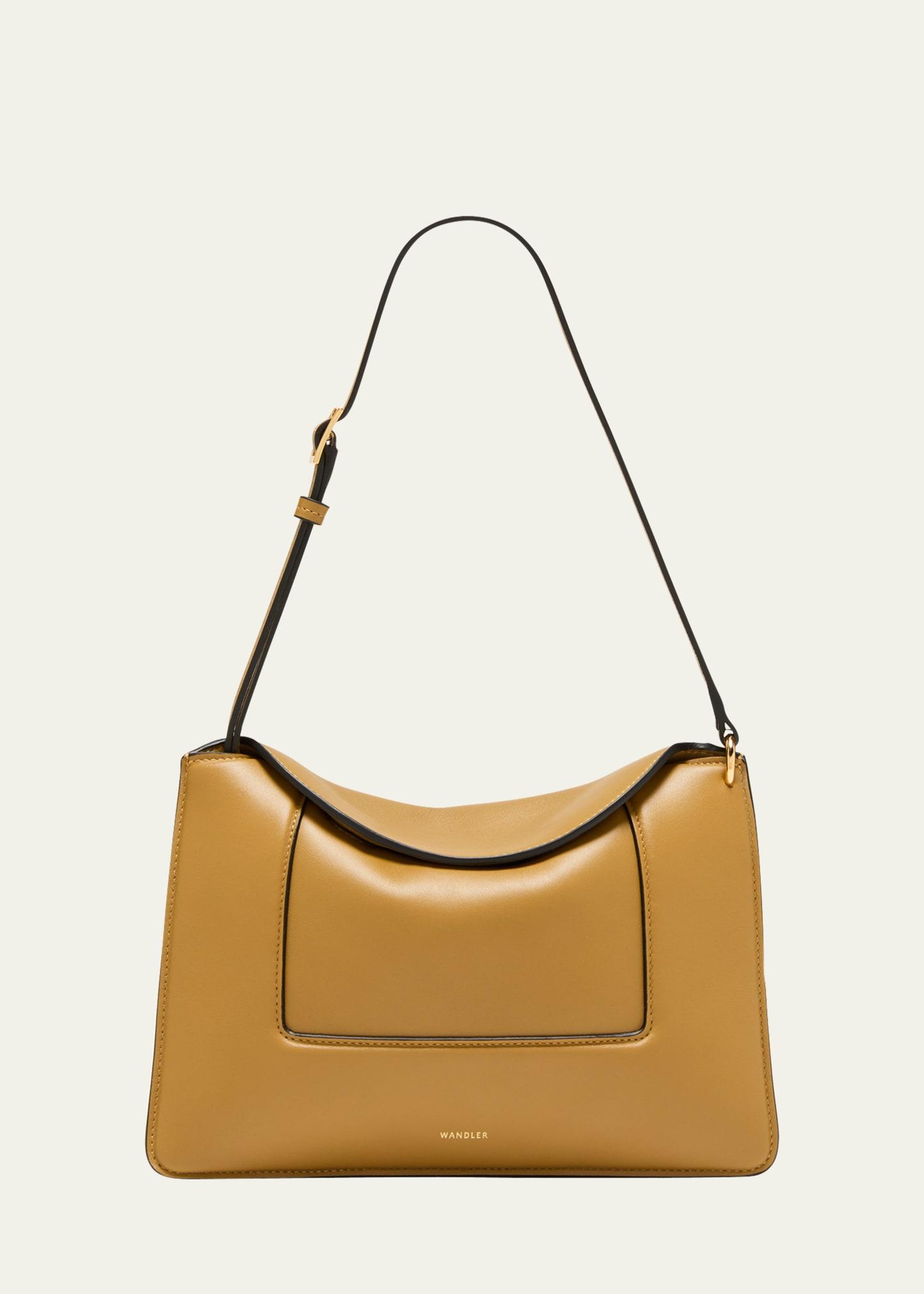 penelope fold-over flap leather shoulder bag