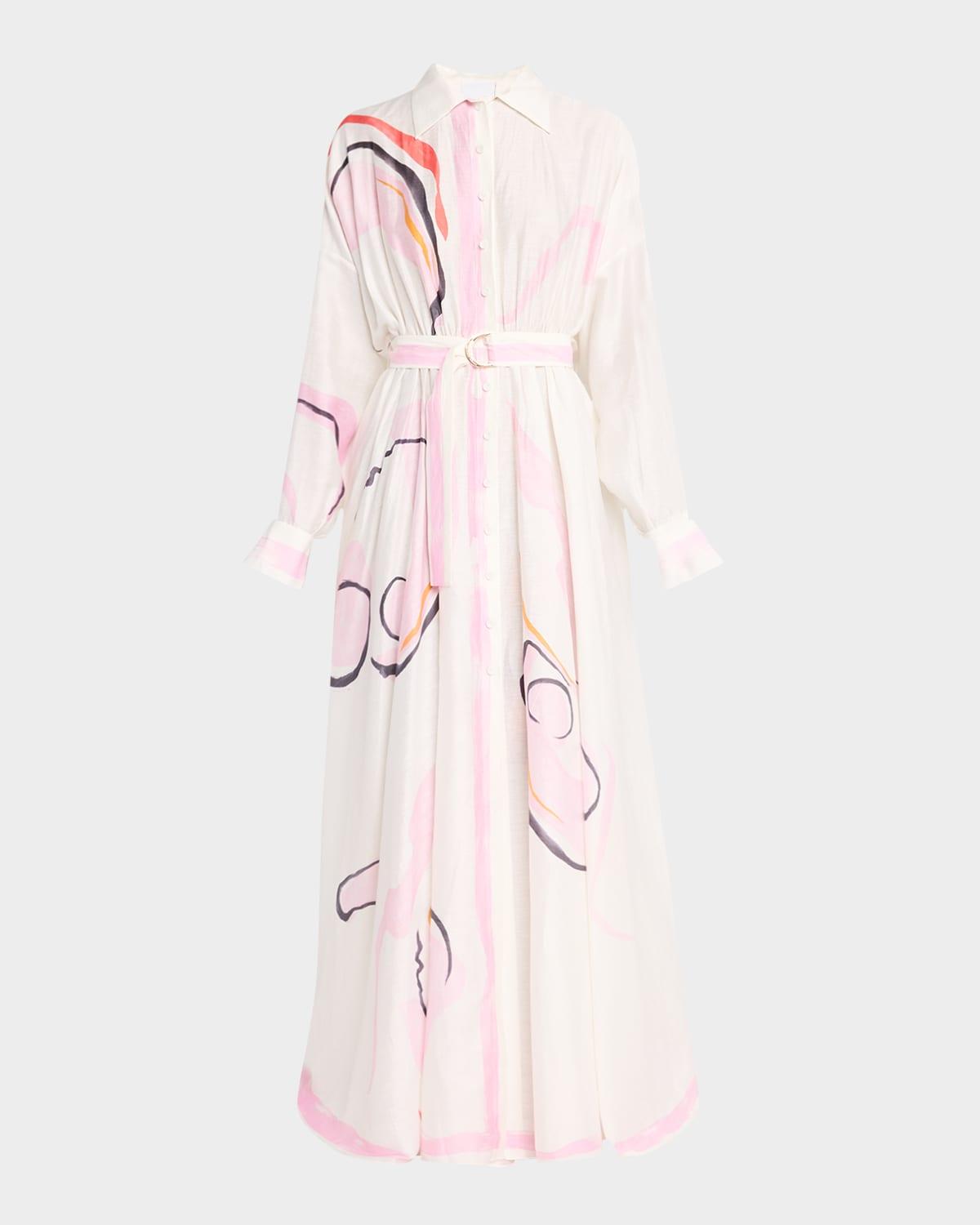 pennar belted long-sleeve maxi dress