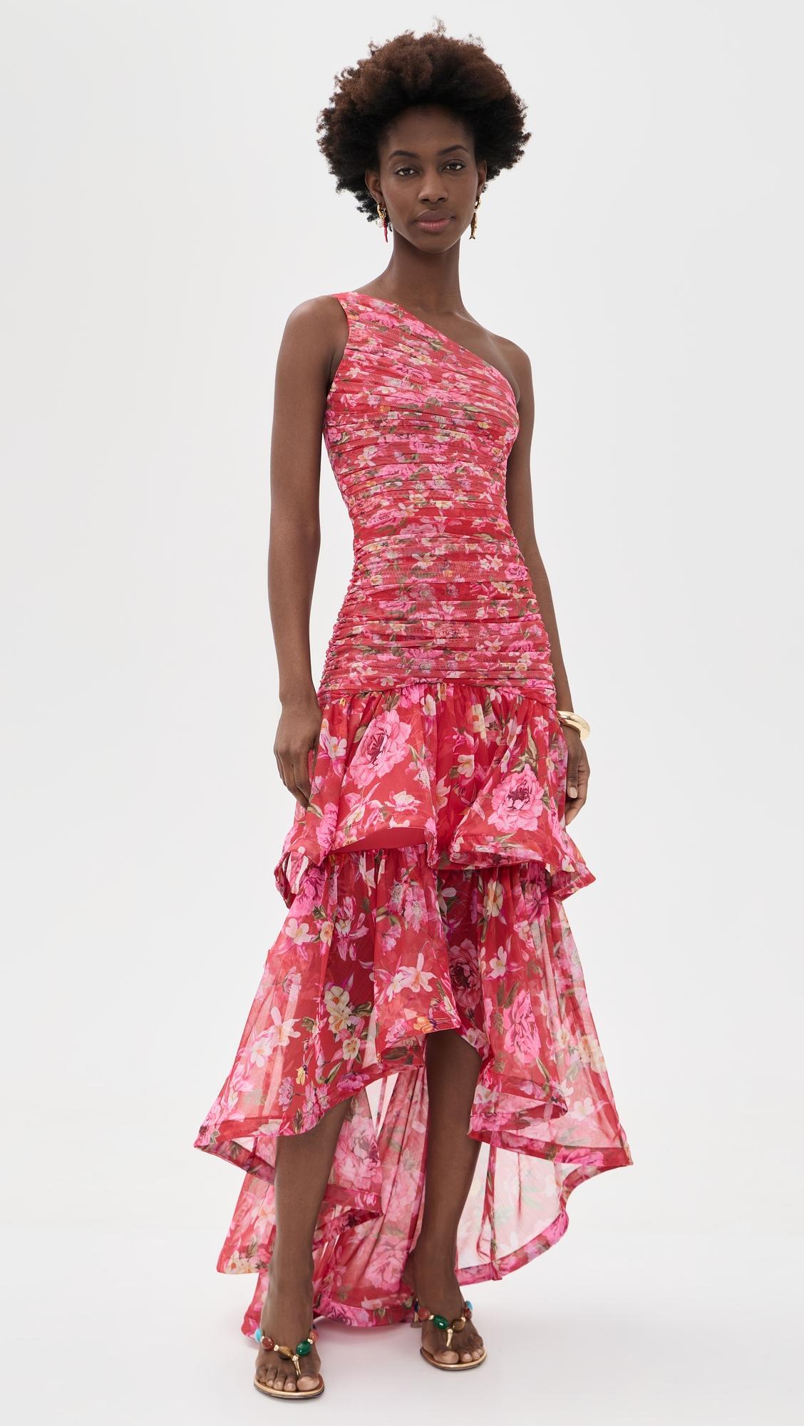 peony asymmetrical maxi dress
