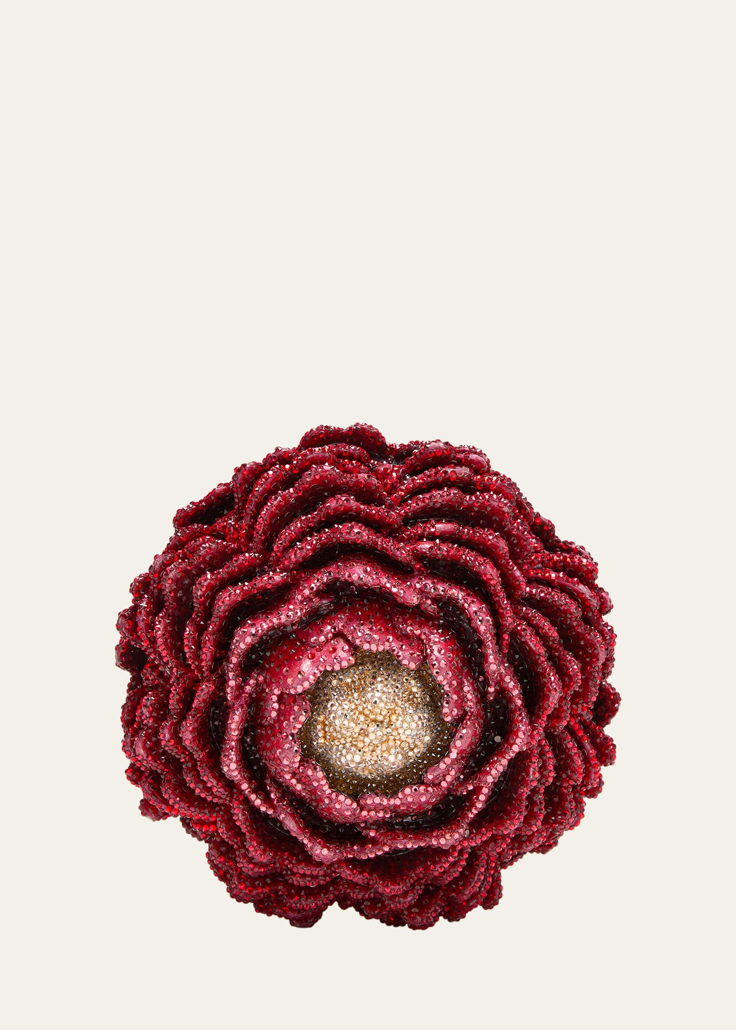 peony flame crystal clutch bag