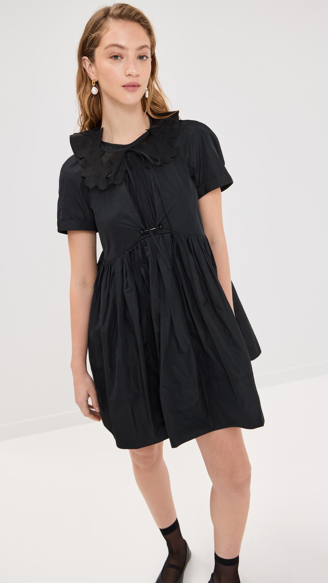 peony mini dress with pearl pin