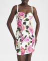 peony-print bustier mini dress