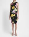 peony rose print sleeveless charmeuse midi dress