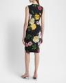 peony rose print sleeveless charmeuse midi dress