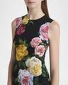 peony rose print sleeveless charmeuse midi dress