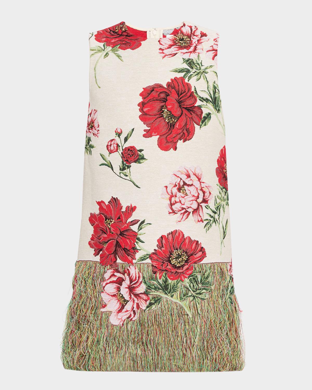 peony unraveled jacquard sleeveless mini day dress