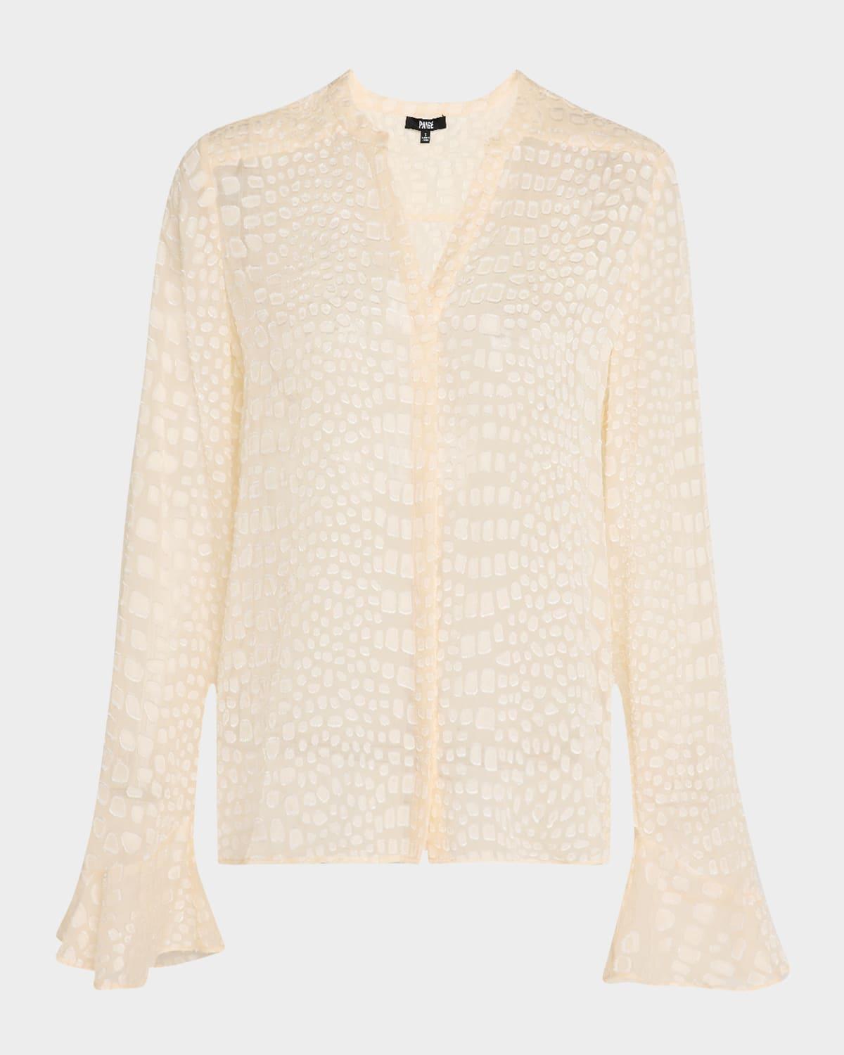 pepita printed long-sleeve blouse