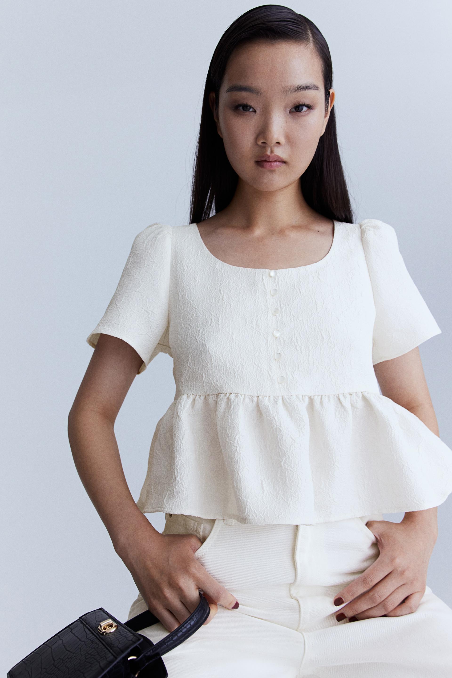 peplum brocade blouse